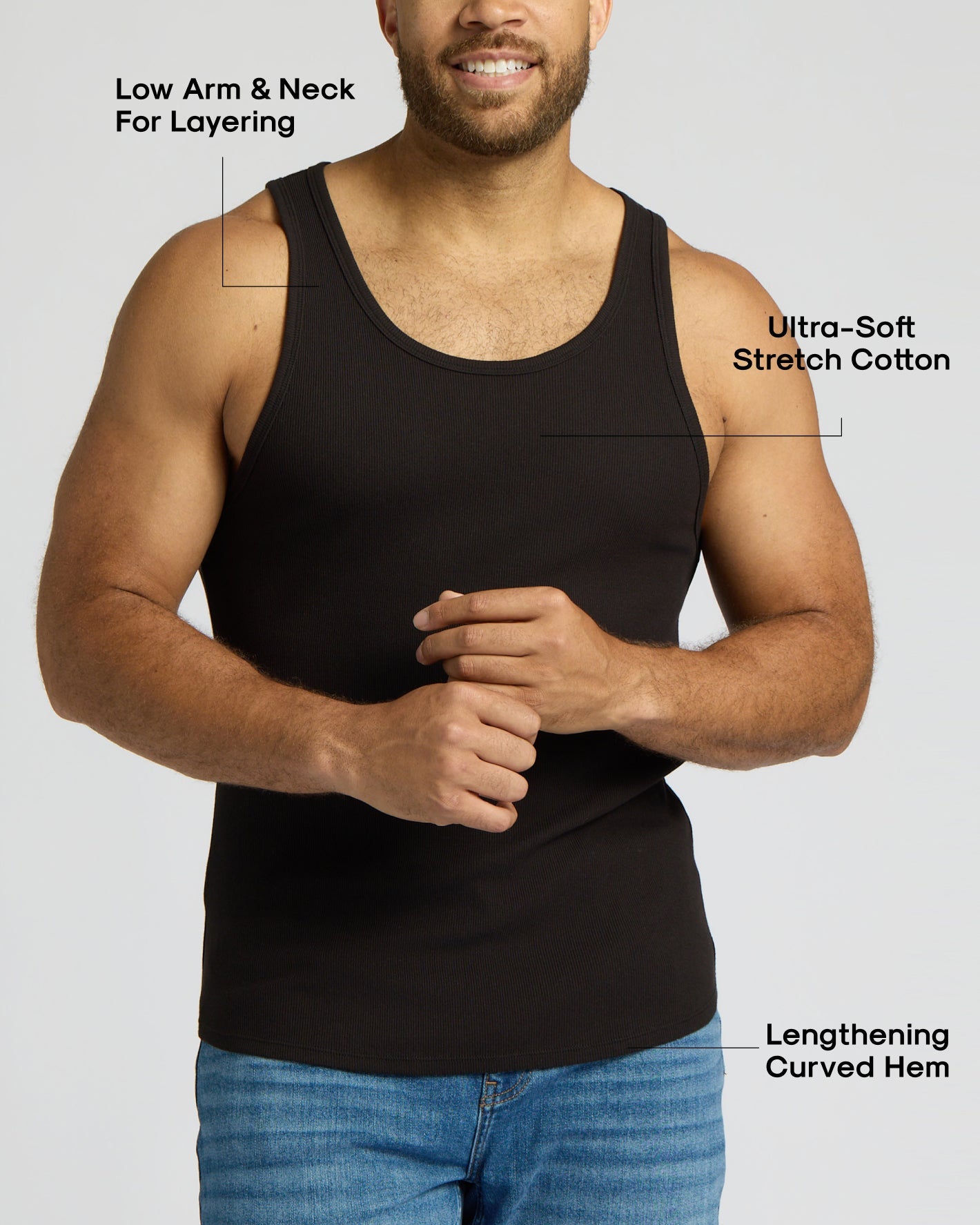 Ribbed Curved Hem Tank 3-Pack