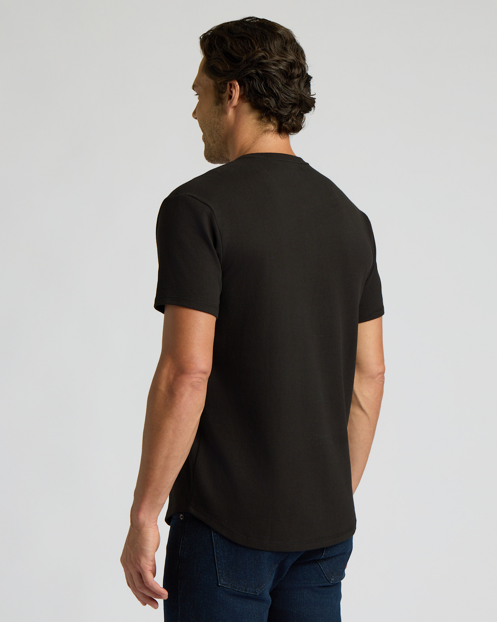 All Black Heavyweight Curved Hem Henley 3-Pack