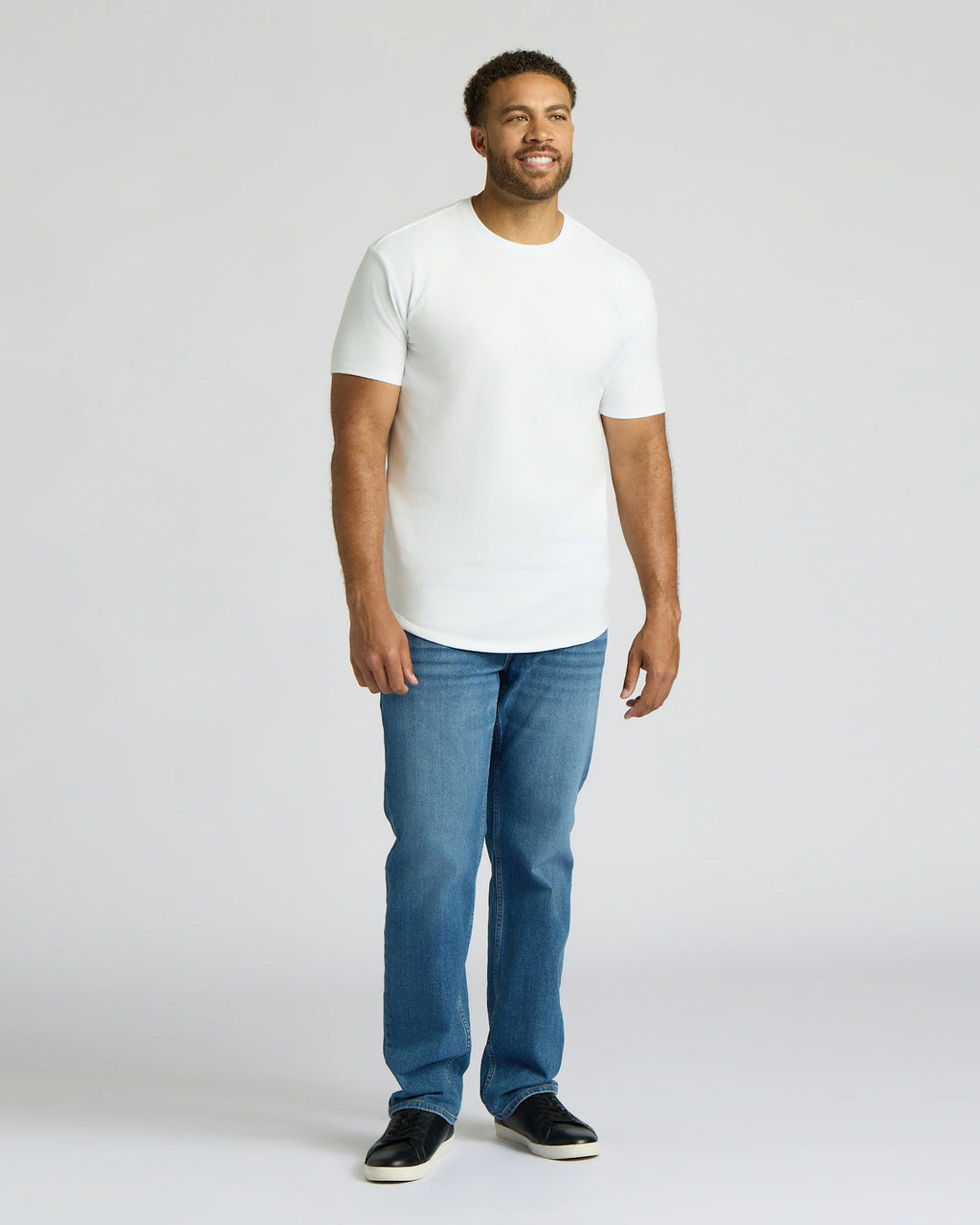 All White Tall Heavyweight Curved Hem Crew 3-Pack