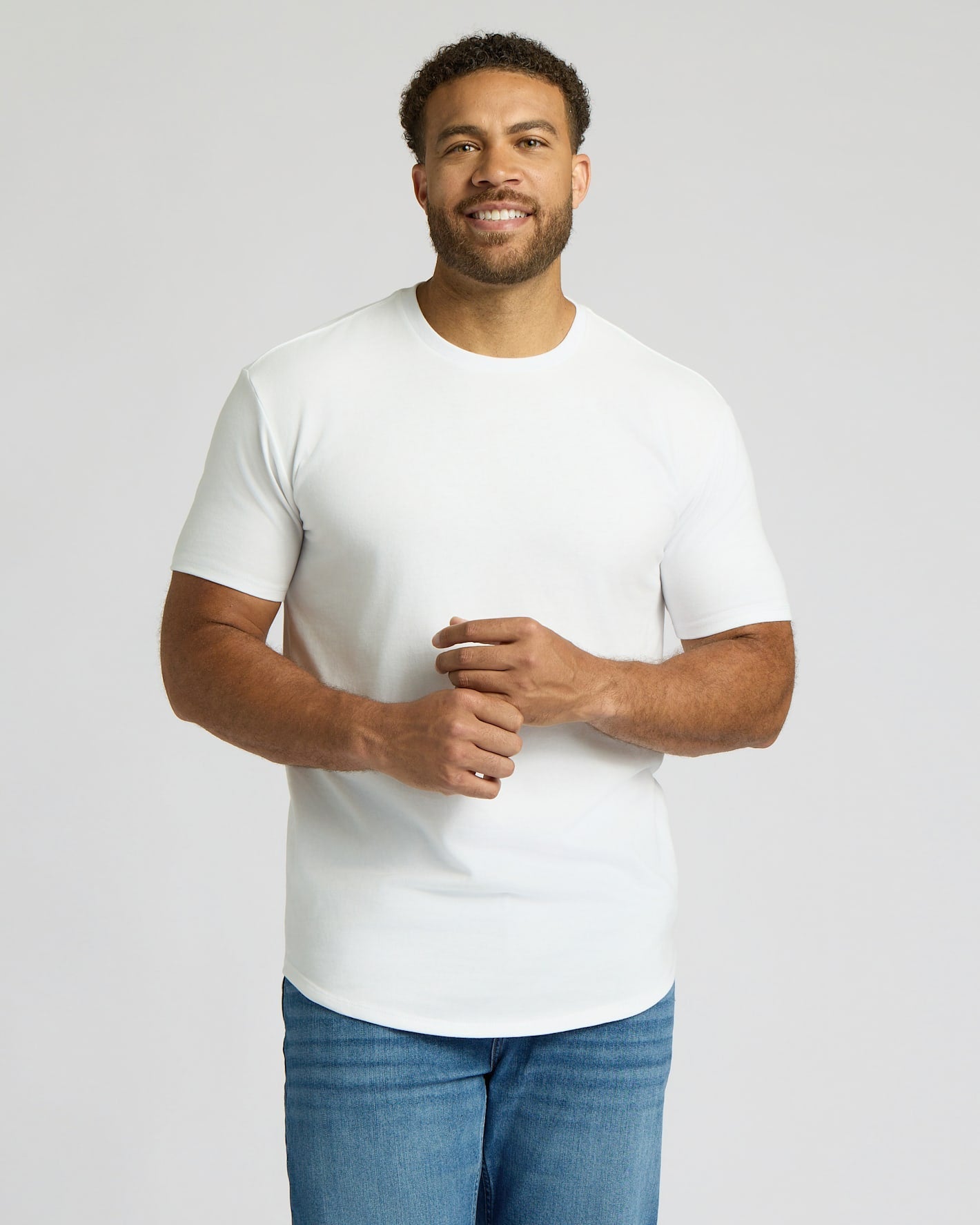 All White Tall Heavyweight Curved Hem Crew 3-Pack