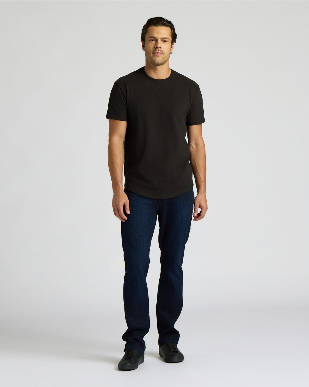 All Black Heavyweight Curved Hem Crew 3-Pack