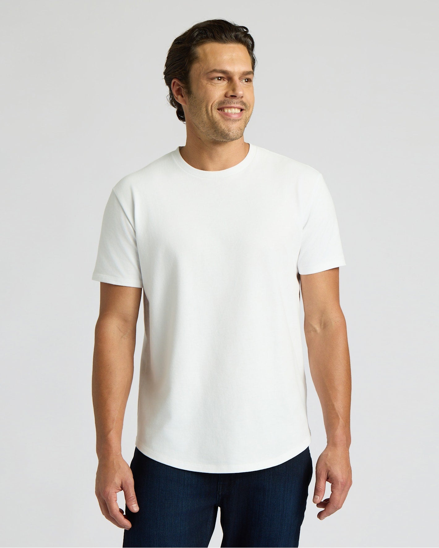 All White Heavyweight Curved Hem Crew 3-Pack