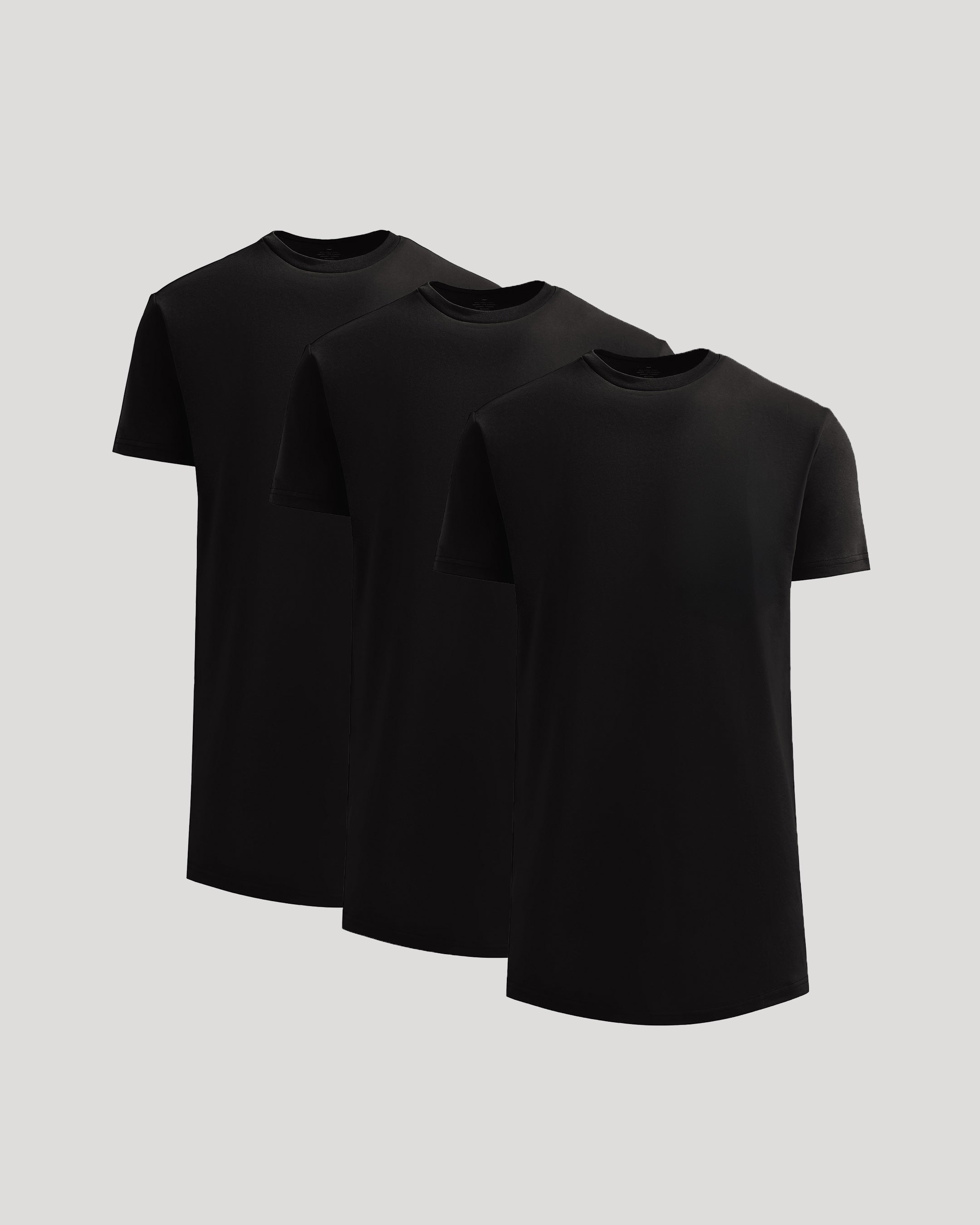 All Black Tall Heavyweight Curved Hem Crew 3-Pack